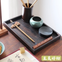 Neutral to beauty to the beauty of the literati study purple sandalwood tray plate solid wood wooden pen and ink room