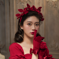 Bride Korean Flower Short Gloves Red Bow Retro Beautiful Gloves Wedding Gloves Accessories Jiashan