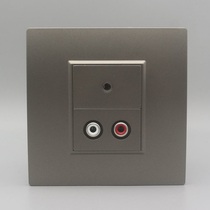 Dark gray type 86 welding-free earphone audio panel AV red and white double hole lotus flower with single hole earphone wall socket