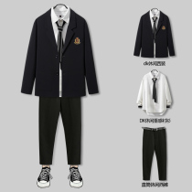 College style suit jacket mens DK uniform full suit suit suit mens set match handsome student class uniform School