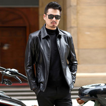 Sheepskin leather mens leather 2021 new spring and autumn middle-aged dad installed car jacket soft leather jacket wt