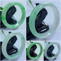 Natural jade A jade bracelet Ice color full color Yang green floating flowers Spring color wide edge pink purple round bar Chaise decoration