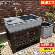 Yard pool marble head sink basin integrated outdoor laundry pool balcony with washboard household outdoor sink