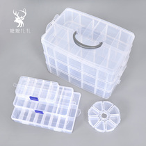 Transparent storage box with lid removable plastic large three-layer storage box tool box 8 10 15 24 grid finishing box