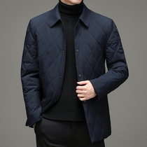 Middle aged mens cotton clothes light and thin autumn and winter new small cotton padded jacket slim cotton flap cotton clothes Dad dress jacket