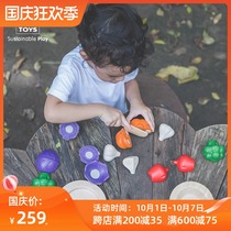 Thai PlanToys children play house colorful vegetables Chile early education educational toys wooden building blocks