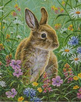 (Bubbles embroidered) DMC self-supporting piece of spring rabbit