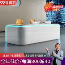 Mudian office front desk white paint front table curved reception desk cashier counter reception desk Hall creative bar