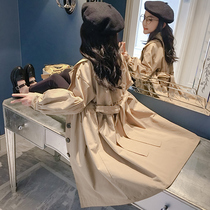 Girls spring and autumn fashionable long windbreaker coat 2021 new tide brand children's clothing children's autumn fashionable coat