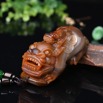 Fu impression natural chalcedony Brave ice kinds of lucky Jade brave shou wan brave men handle attached certificate