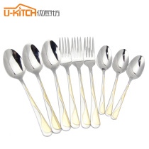 Excellent kitchen fork spoon heat insulation anti-scalding stainless steel tableware 9-piece set
