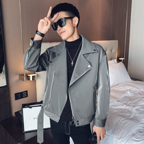 Leather jacket mens jacket lapel short leather clothing mens spring and autumn 2021 new trend autumn and winter locomotive