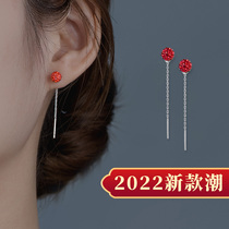 Pure Silver Ear Rings 2022 New Tide Fashion 100 Hitch Red Earline Female Currents Temperament Earmark China Wind