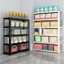 Warehouse Shelf Home Balcony Shelving Multilayer Floor Black Containing Shelf Warehousing Iron Frame Iron angle Angle Shelf