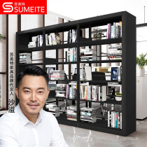 Steel bookshelf School library Bookstore reading room double-sided bookshelf data rack one row Three groups five layers black