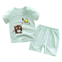 Baby short-sleeved T-shirt set pure cotton summer new boys and girls baby summer middle and small children children short-sleeved T-shirt