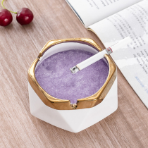 Nordic light luxury gold ceramic ashtray creative personality trend home smoke-out sand ins Wind with cover anti-fly ash Q