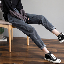 Autumn 2021 New High waist Daddy jeans women Spring and Autumn loose straight tube size Harlan radish pants thin