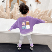 Girls autumn suit bear autumn baby Foreign spring and autumn two-piece Childrens autumn clothing 2021 new womens suit
