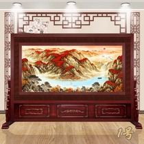 New Chinese style solid wood screen Company office conference partition Hotel lobby entrance custom water and money seat screen