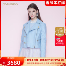 COVEN GARDEN Gewen Garden 22 New Spring Sheepskin Leather Short Coat Motorcycle Leather Women
