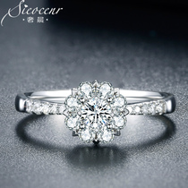 One carat diamond ring Female snowflake 18K white gold diamond ring 50 points engagement proposal wedding ring custom real diamond men
