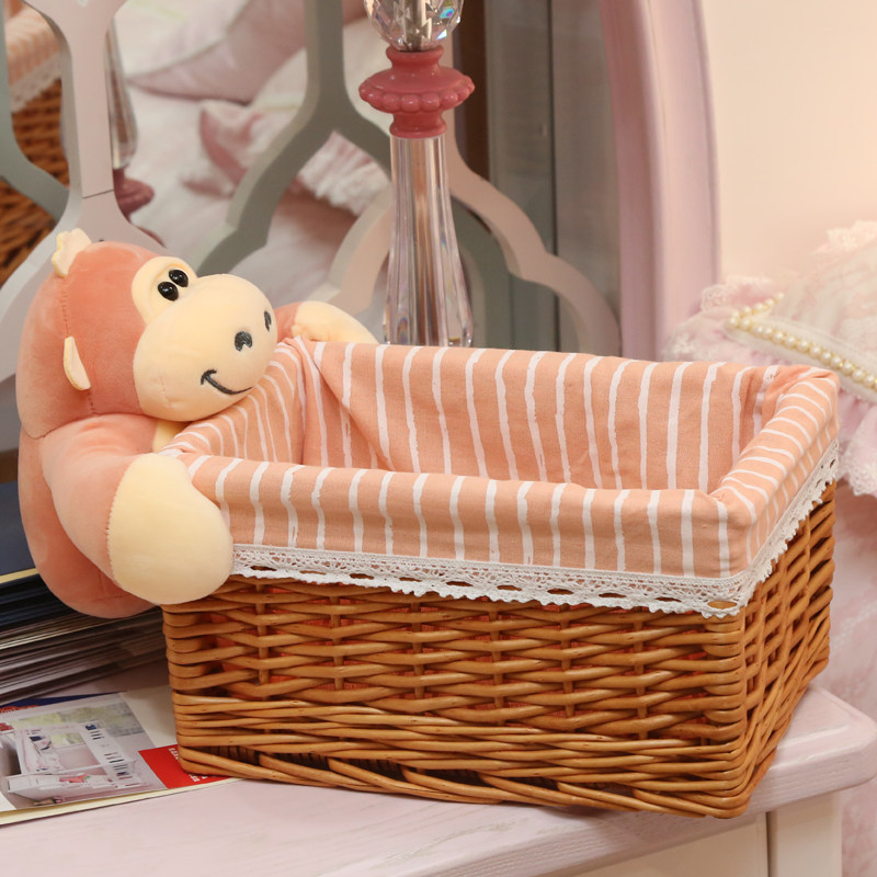 Storage basket rattan creative desktop storage basket key snack grocery basket cosmetics storage box shoe cabinet home