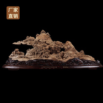 Agarwood wood carving Landscape Guanyin Buddha statue Manjushri Pusa Shakyamuni Dharma living room entrance enshrined root carving ornaments