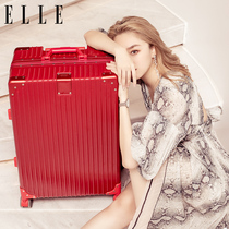 ELLE trolley case Womens light suitcase 20-inch small password boarding box Student 24-inch suitcase leather case