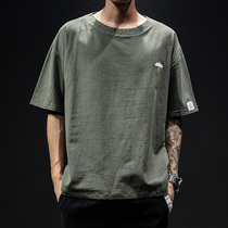 Chinese wind short sleeve T-shirt male loose summer tide card ins blouses big code half sleeves pure cotton beat bottom shirt compassionate clothes