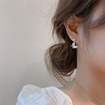 Korean spring and summer 925 silver needle stud earrings simple shell women small butterfly shape temperament super fairy high-grade sense earrings