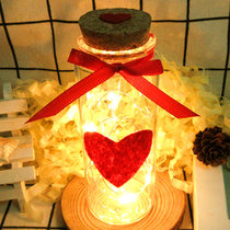 Love heart-shaped wish drifting glass bottle cork LED lamp Lucky Star bottle small paper strip roll blessing wish wish