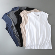 (Buy One Get One Free) Japan Heavy Xinjiang Cotton Vest Men's Summer Sports Solid Color Sleeveless T-Shirt Men's and Women's