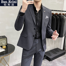 Suit mens suit three-piece slim Korean trend handsome business dress young groom wedding dress best man