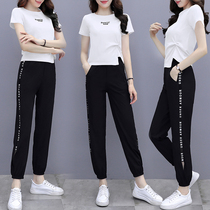 Sports Casual Suits 2022 This year Pop the new Minus Age Womens Spring Summer Nets Red Fried Street Careers Two Sets Pants