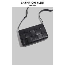  2021 new trend brand leather light luxury plaid bag mens cowhide woven small square bag fashion shoulder bag messenger bag