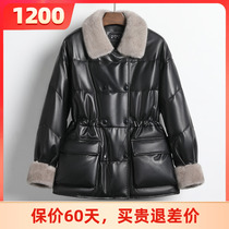 Hainings fur feather coat for short 2022 new mink - collar sheep fur coat thickened winter