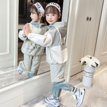  Girls  autumn suit 2021 new Western style sports net red little girl autumn fashionable casual childrens clothing two-piece set