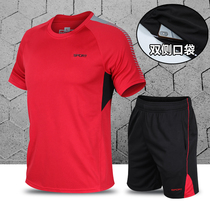 New Summer Sports Running Suit Suit Men Short Sleeve Round Collar T-shirt Fitness Training Speed Dry Clothes Casual Morning Running Suit