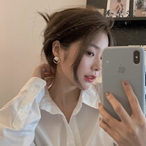 Beebead earrings Pearl female summer light luxury earrings 2021 New Tide Net red ear silver needle Oval tea system