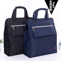 Large capacity canvas a4 file bag zipper thick male and female student carrying briefcase test paper carrying book bag conference bag