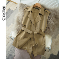 CHALDLLEN CHARIN windbreaker vest womens new slim slim horse clip British sleeveless spring and autumn jacket 029
