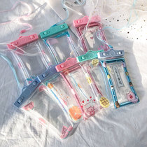 New cute cartoon girl Net red sequin floating inflatable waterproof bag can touch screen transparent outdoor rafting swimming