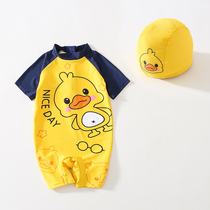Childrens swimsuit boy baby cute cartoon one-piece swimsuit little girl quick-drying sunscreen hot spring swimsuit New