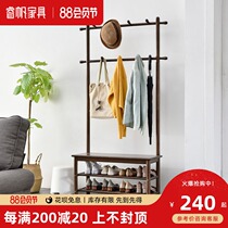 Nordic shoe stool hanger one-piece door solid wood shoe rack into the door can sit and wear shoe stool shoe cabinet household shoe stool