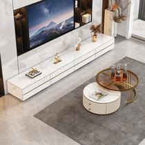 Light extravagant high-end rock plate size round tea table TV cabinet Composition Nordic modern minimalist small household type Italian style lockers