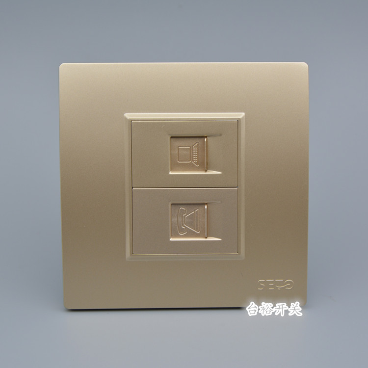 Champagne color switch socket telephone computer socket telephone line network socket 86 information panel