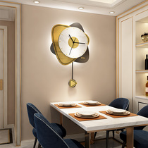 Light luxury modern simple wall clock High-end watch household fashion living room wall clock light creative decorative hanging watch