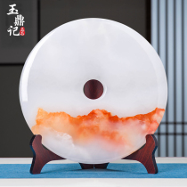 Jade safflower ice Ping an buckle home high-end decoration gifts Chinese style and his clan living room bogushi porch porch ornaments