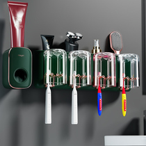 Light and luxurious toothbrush shelve toothbrush rack toothbrushing cup wall-mounted free-to-punch mouthwash cup tooth-tooth cylinder suit